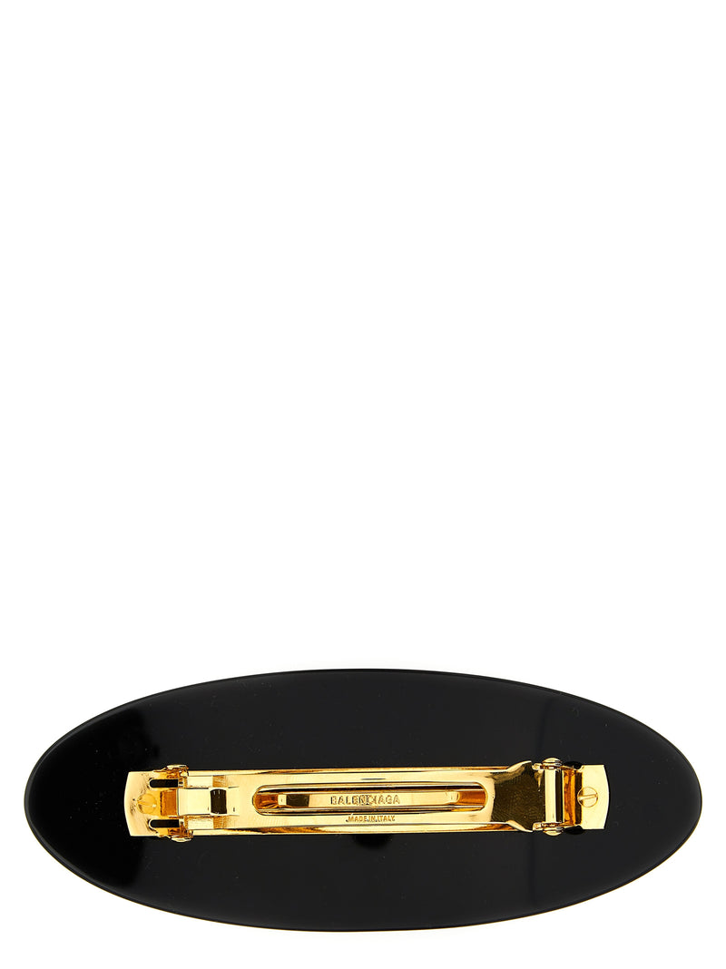 Balenciaga Black Resin Hair Clip with Logo