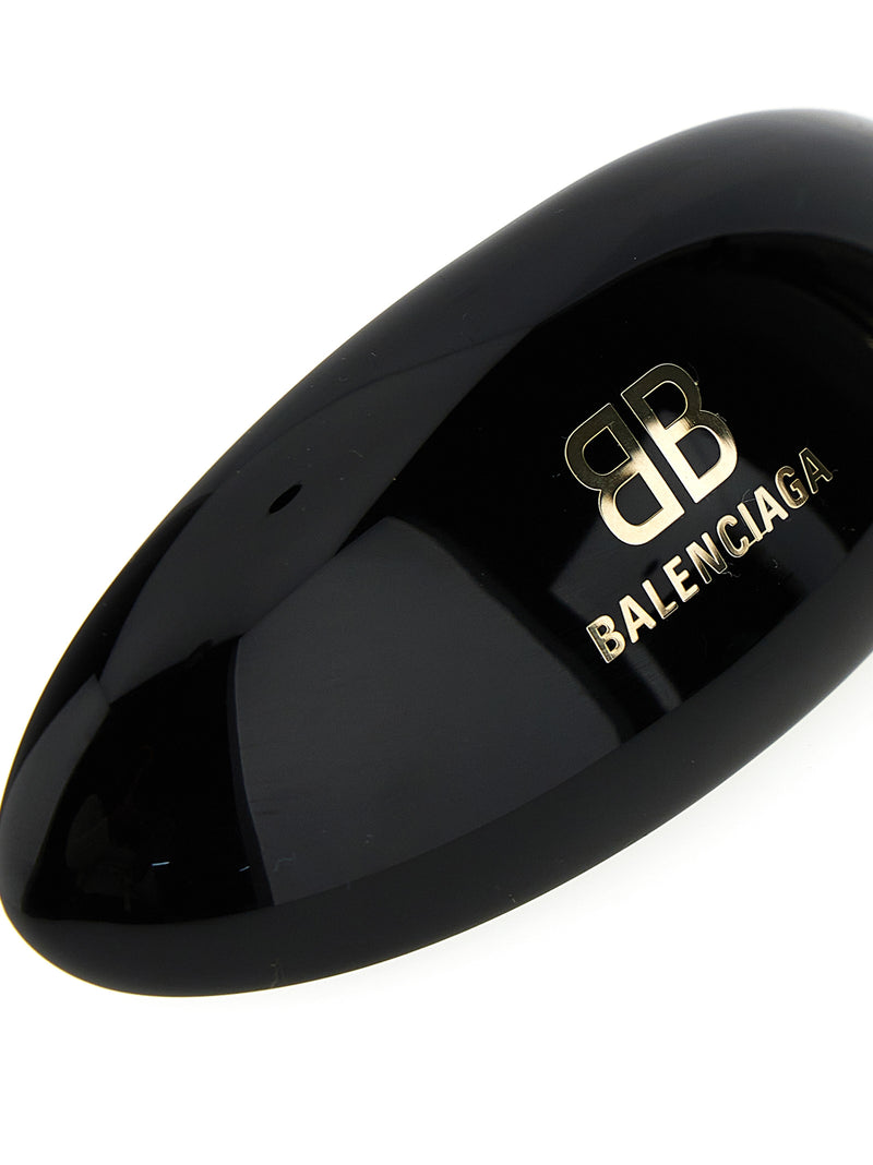 Balenciaga Black Resin Hair Clip with Logo