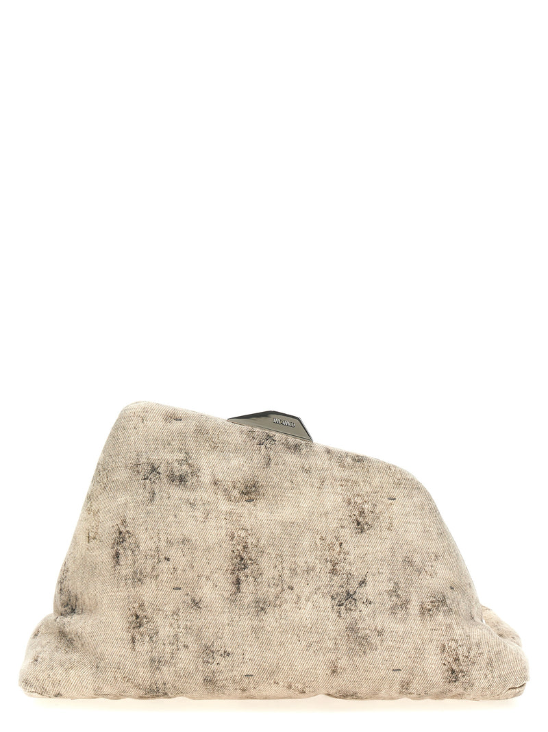 The Attico Gray Leather Clutch Bag - Day Off