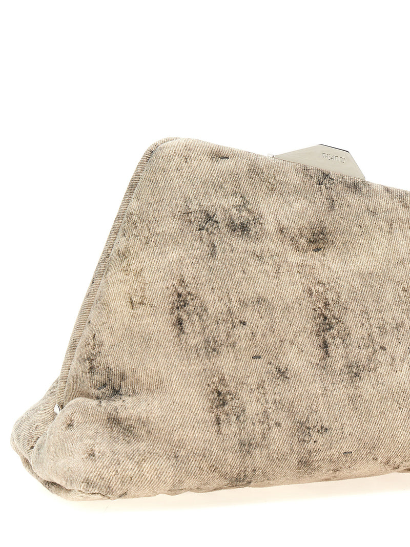 The Attico Gray Leather Clutch Bag - Day Off
