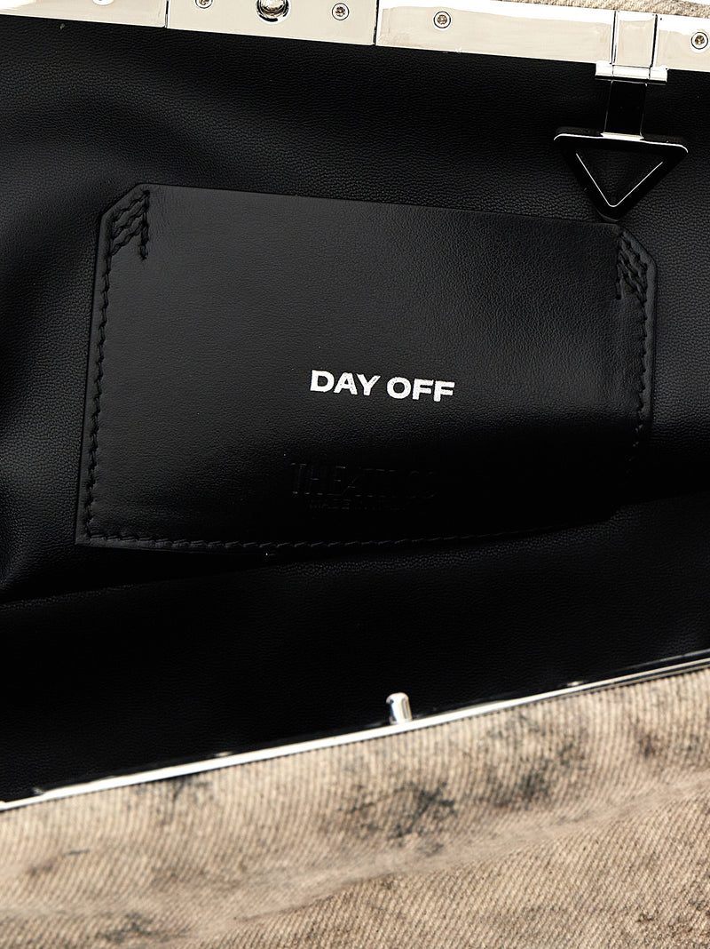 The Attico Gray Leather Clutch Bag - Day Off