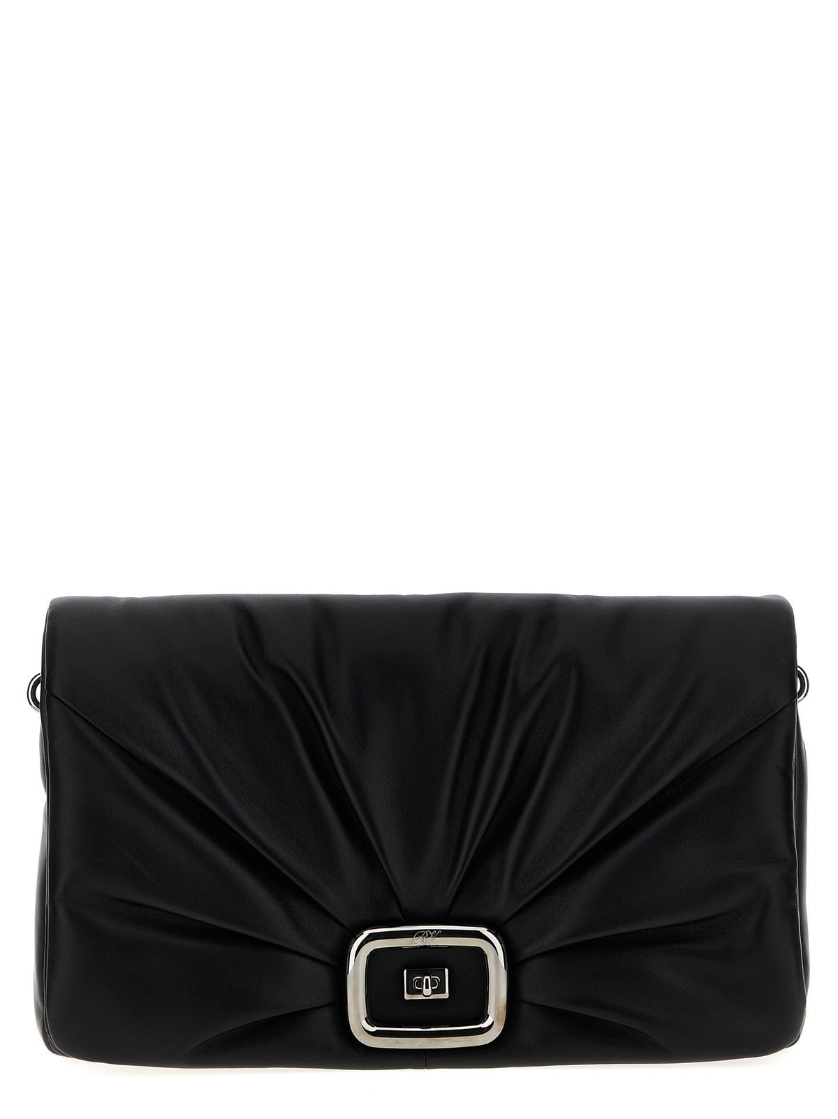 Roger Vivier Viv’ Choc Large Black Leather Shoulder Bag