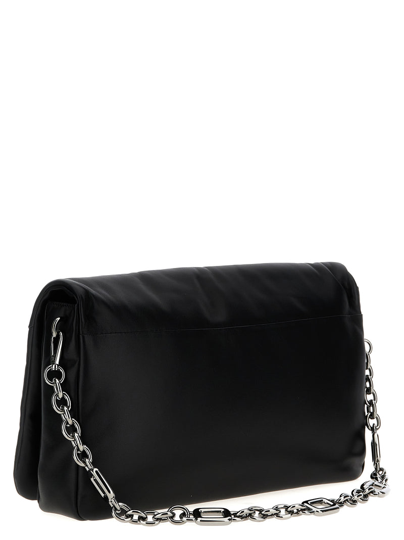 Roger Vivier Viv’ Choc Large Black Leather Shoulder Bag