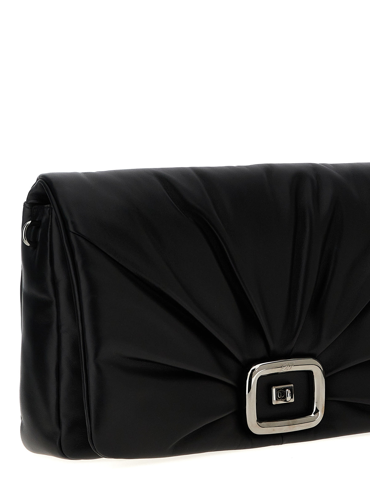 Roger Vivier Viv’ Choc Large Black Leather Shoulder Bag
