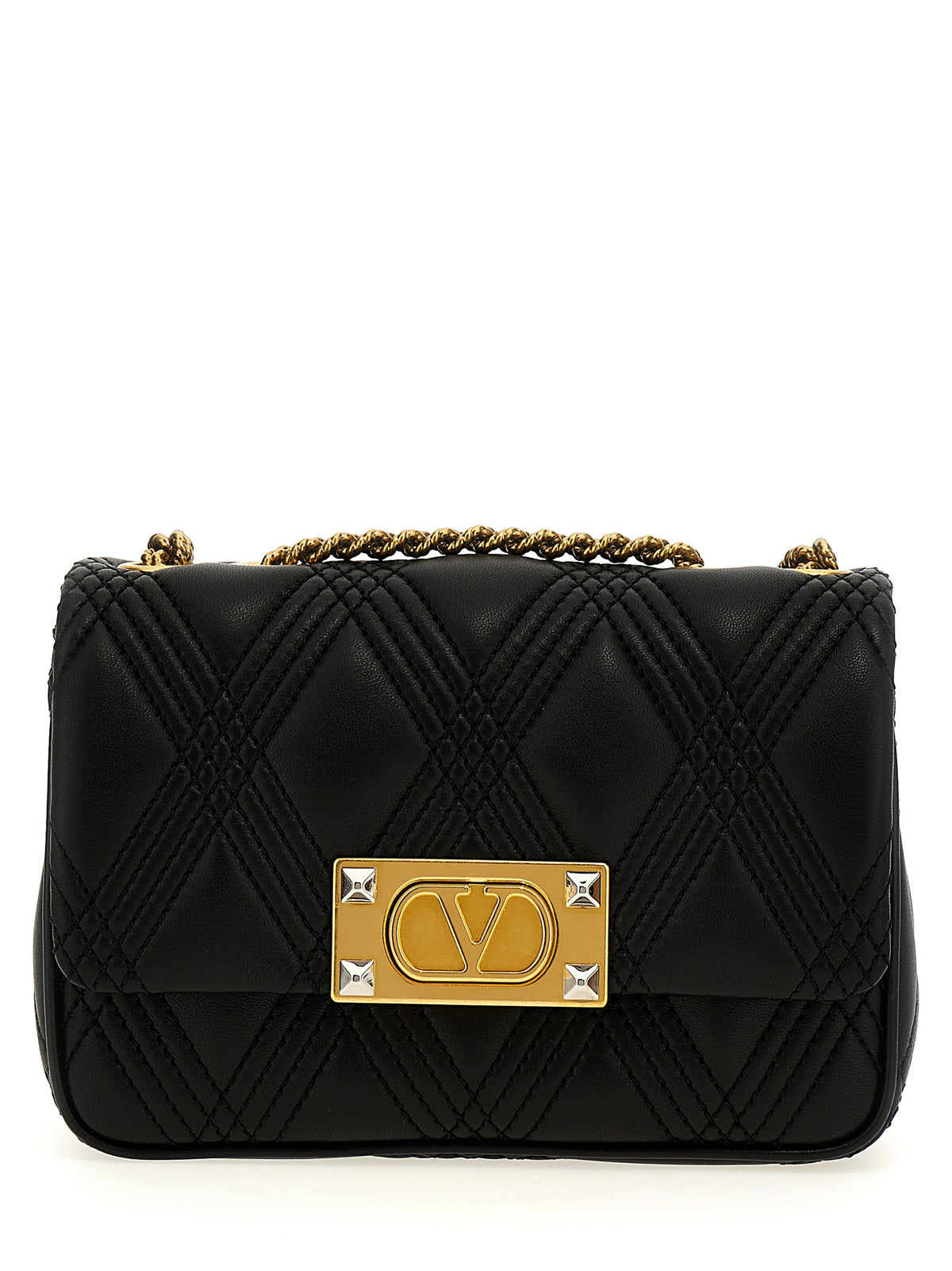 Valentino Garavani Black Lamb Leather ‘Quiltie 67’ Shoulder Bag