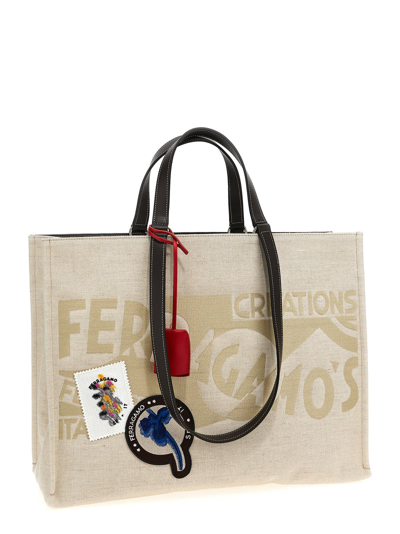 Ferragamo Beige Fabric Tote Bag - Chic and Versatile