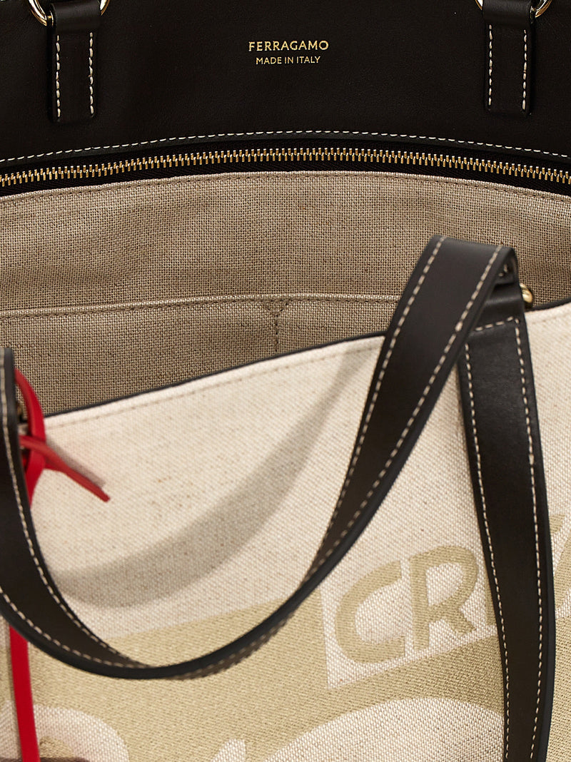 Ferragamo Beige Fabric Tote Bag - Chic and Versatile