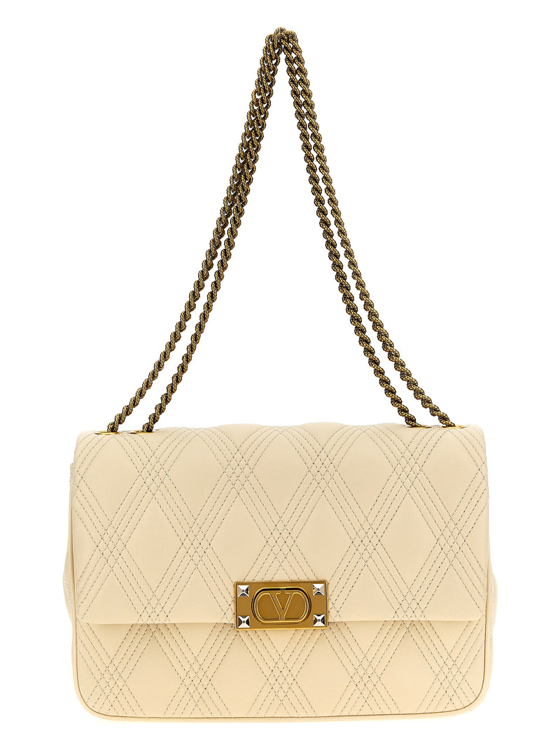 Valentino Garavani White Lamb Leather Shoulder Bag - Quiltie 67