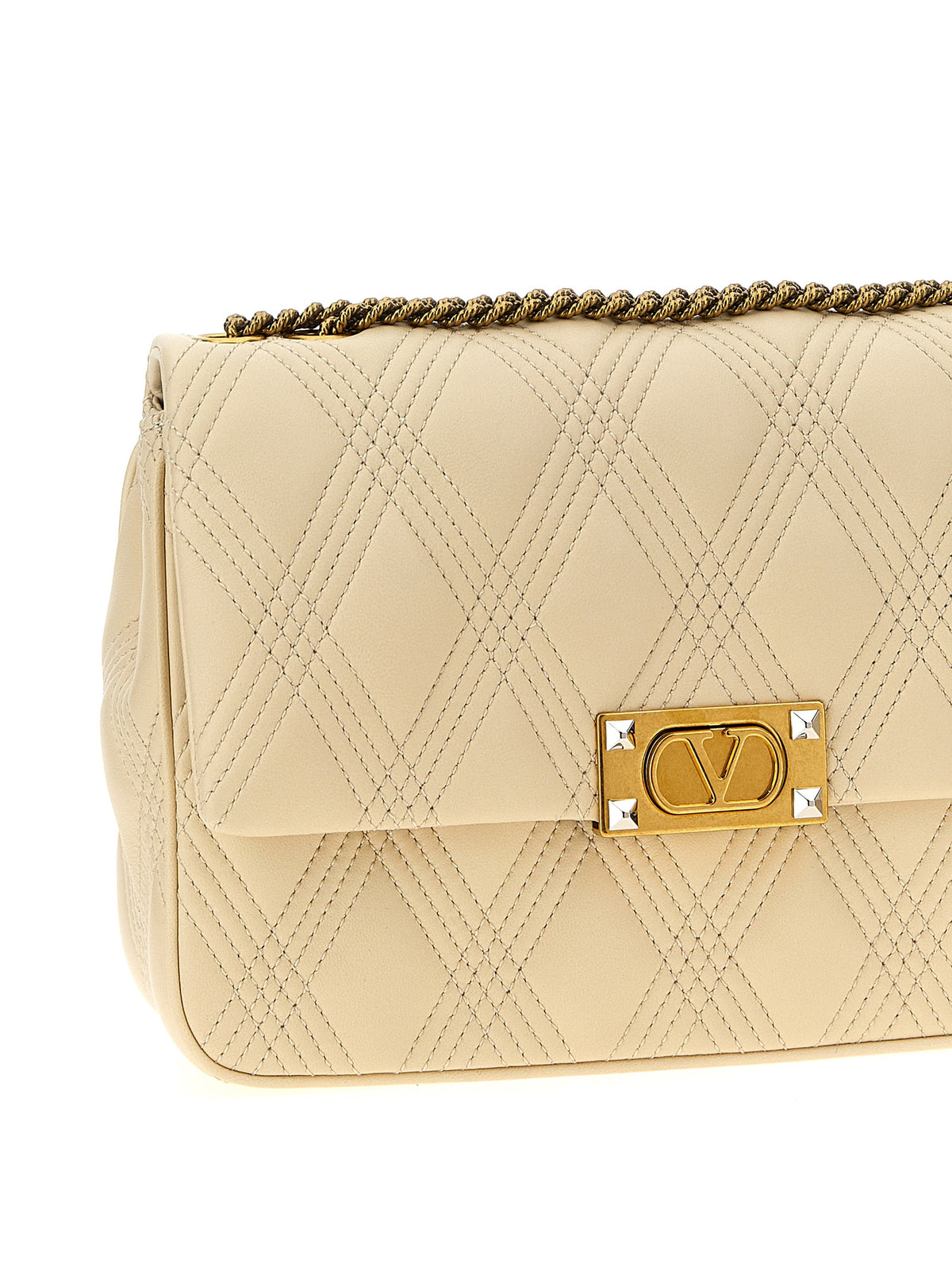 Valentino Garavani White Lamb Leather Shoulder Bag - Quiltie 67