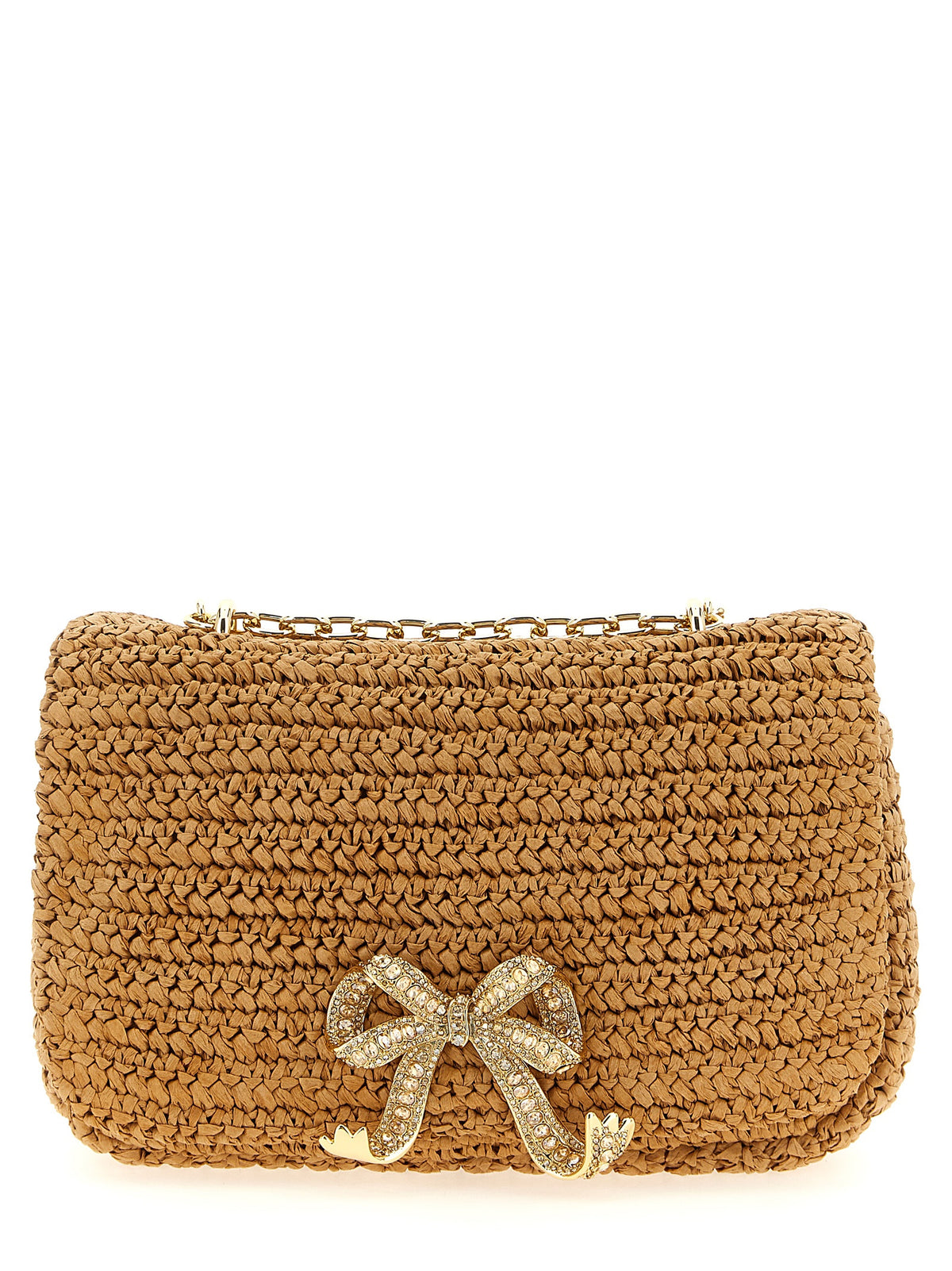Self-Portrait Beige Raffia Shoulder Bag - Unique Charm Design