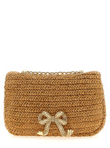 Self-Portrait Beige Raffia Shoulder Bag - Unique Charm Design