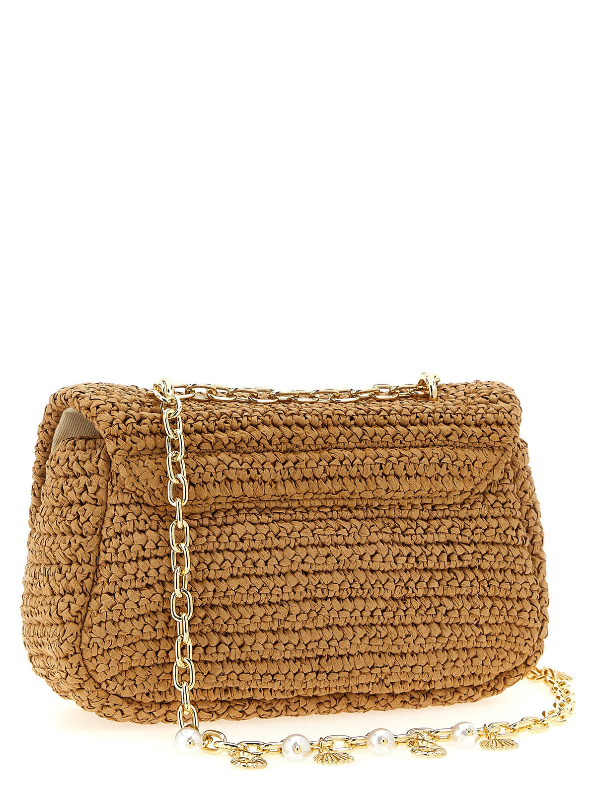 Self-Portrait Beige Raffia Shoulder Bag - Unique Charm Design
