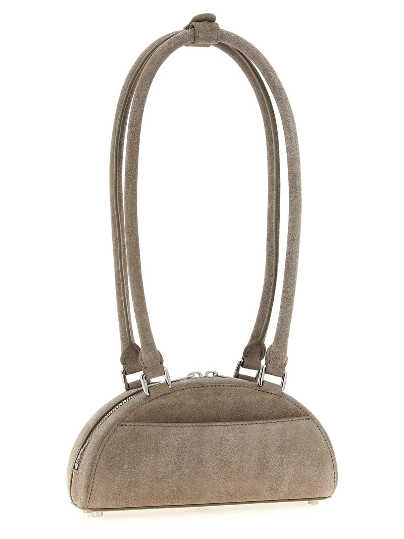 Self-Portrait Gray Lamb Leather Shoulder Bag - Suede Mini with Charm