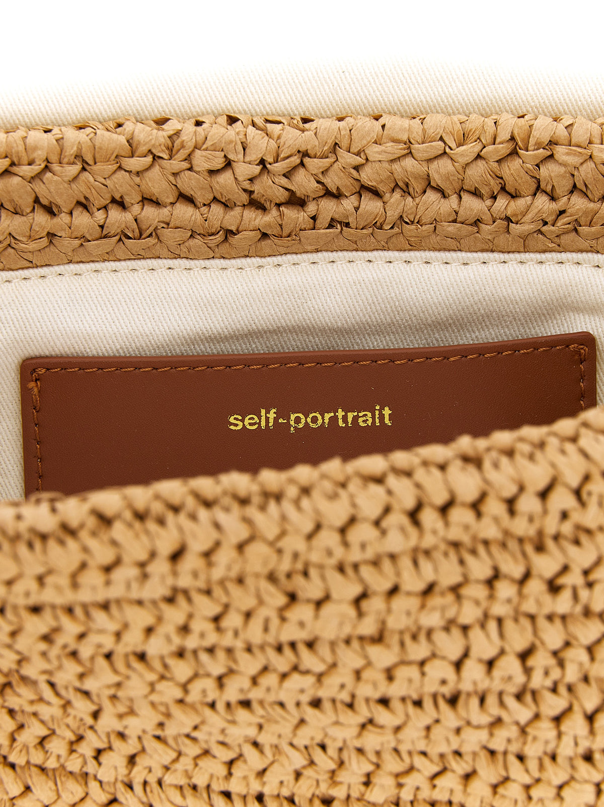 Self-Portrait Beige Raffia Shoulder Bag - Unique Charm Design