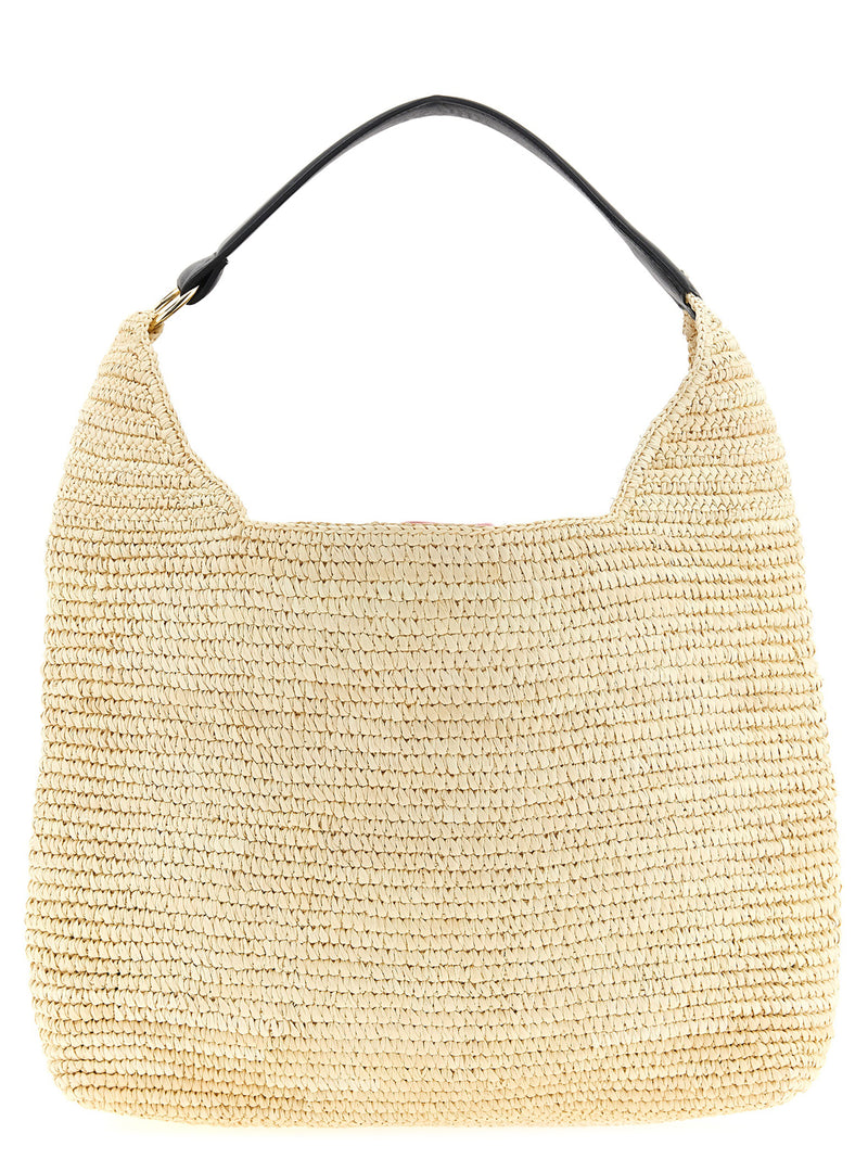 Maison Michel Cristiana Beige Raffia Shoulder Bag