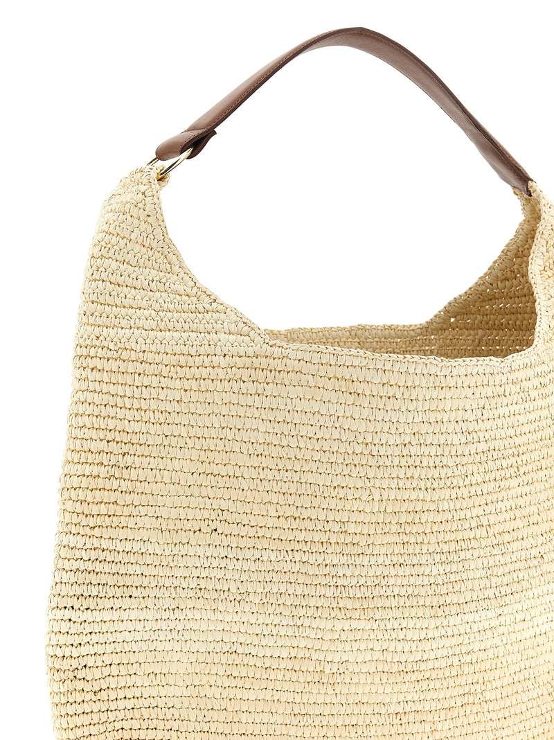 Maison Michel Cristiana Brown Raffia Shoulder Bag