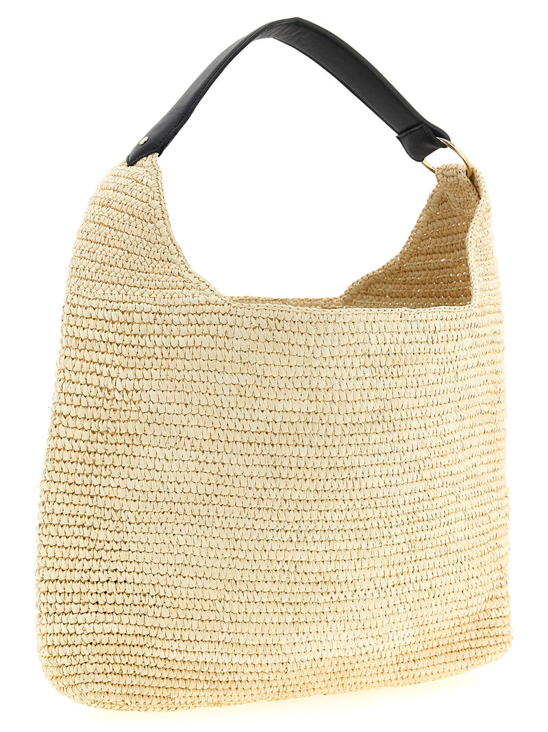 Maison Michel Cristiana Beige Raffia Shoulder Bag