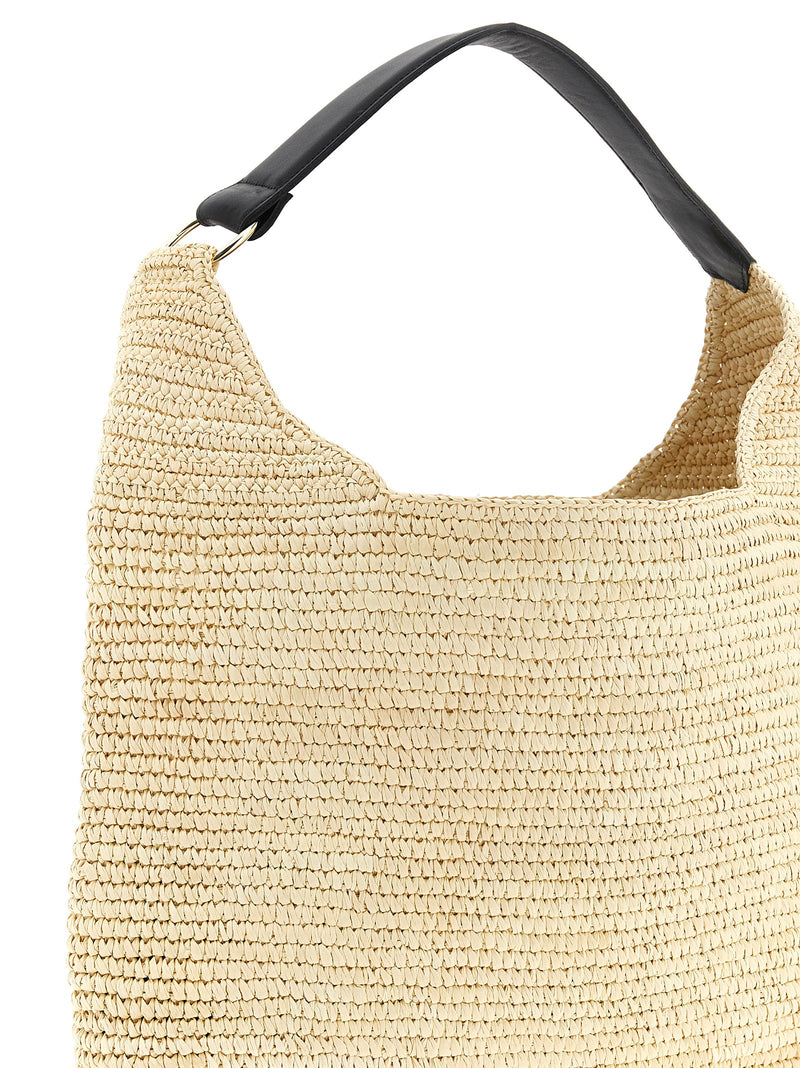 Maison Michel Cristiana Beige Raffia Shoulder Bag