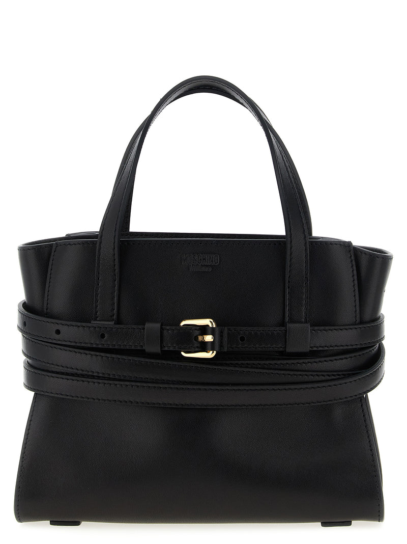 Moschino 'Tie Me' Small Black Polyester Handbag