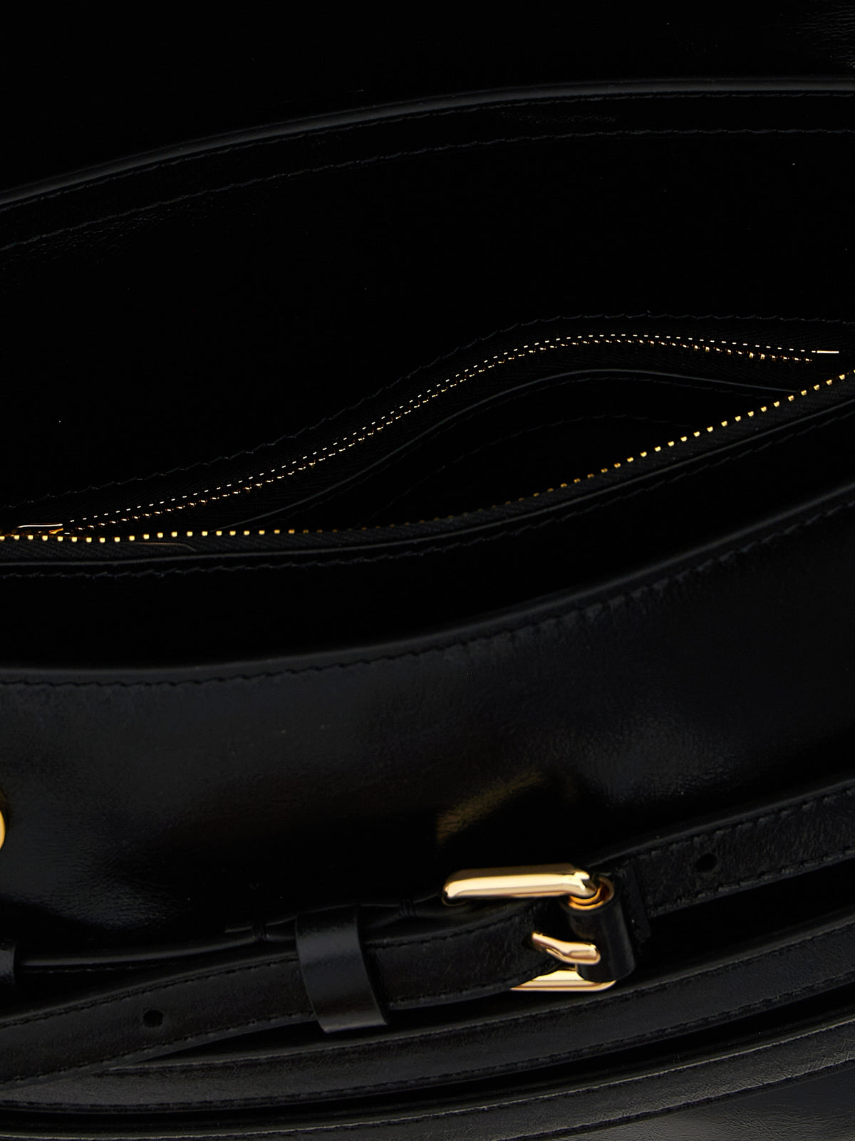 Moschino Tie Me Black Leather Crossbody Bag