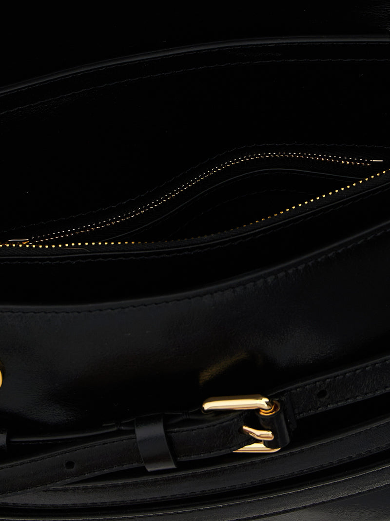 Moschino Tie Me Black Leather Crossbody Bag