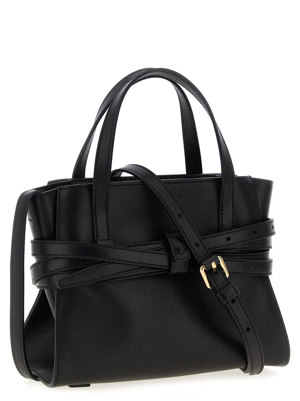 Moschino 'Tie Me' Small Black Polyester Handbag