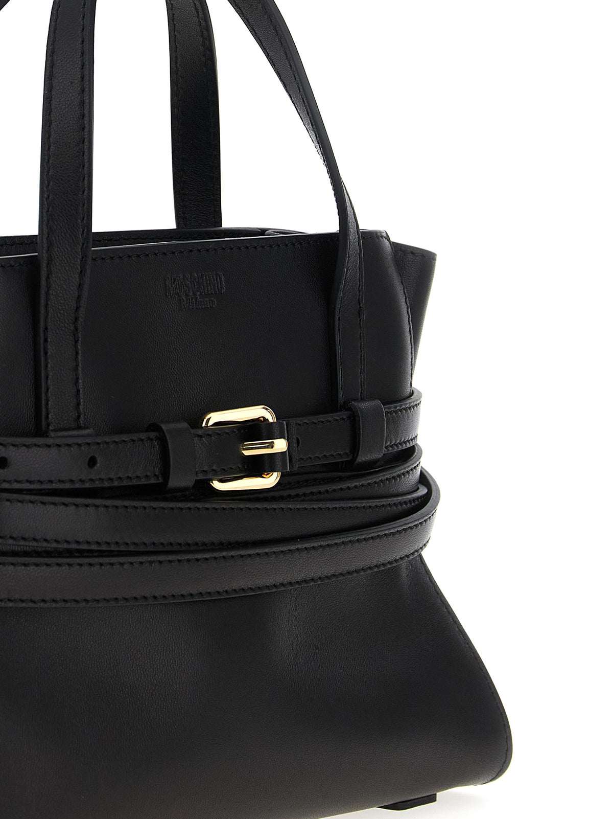Moschino 'Tie Me' Small Black Polyester Handbag