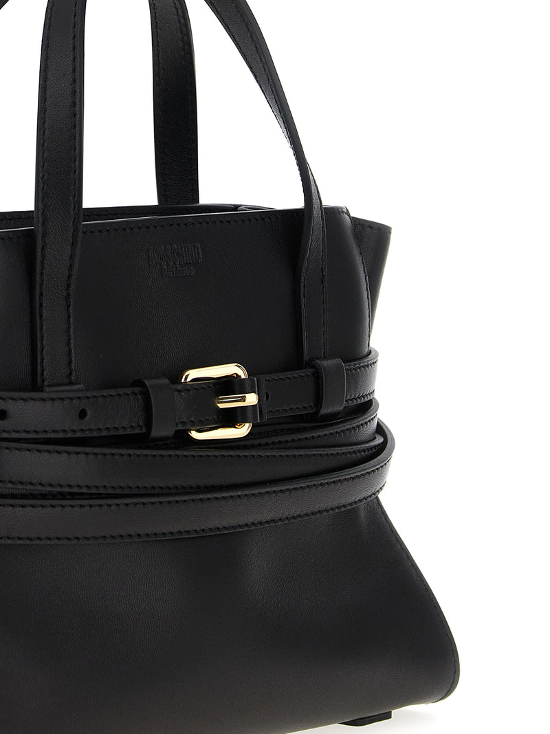 Moschino 'Tie Me' Small Black Polyester Handbag
