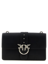 PINKO Love One Classic Black Goatskin Crossbody Bag