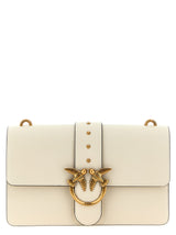 PINKO Love One Classic White Goatskin Crossbody Bag