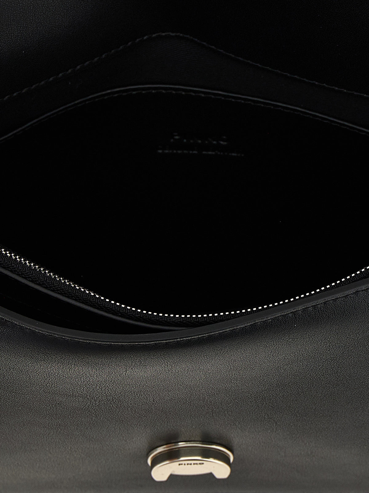 PINKO Love One Classic Black Goatskin Crossbody Bag