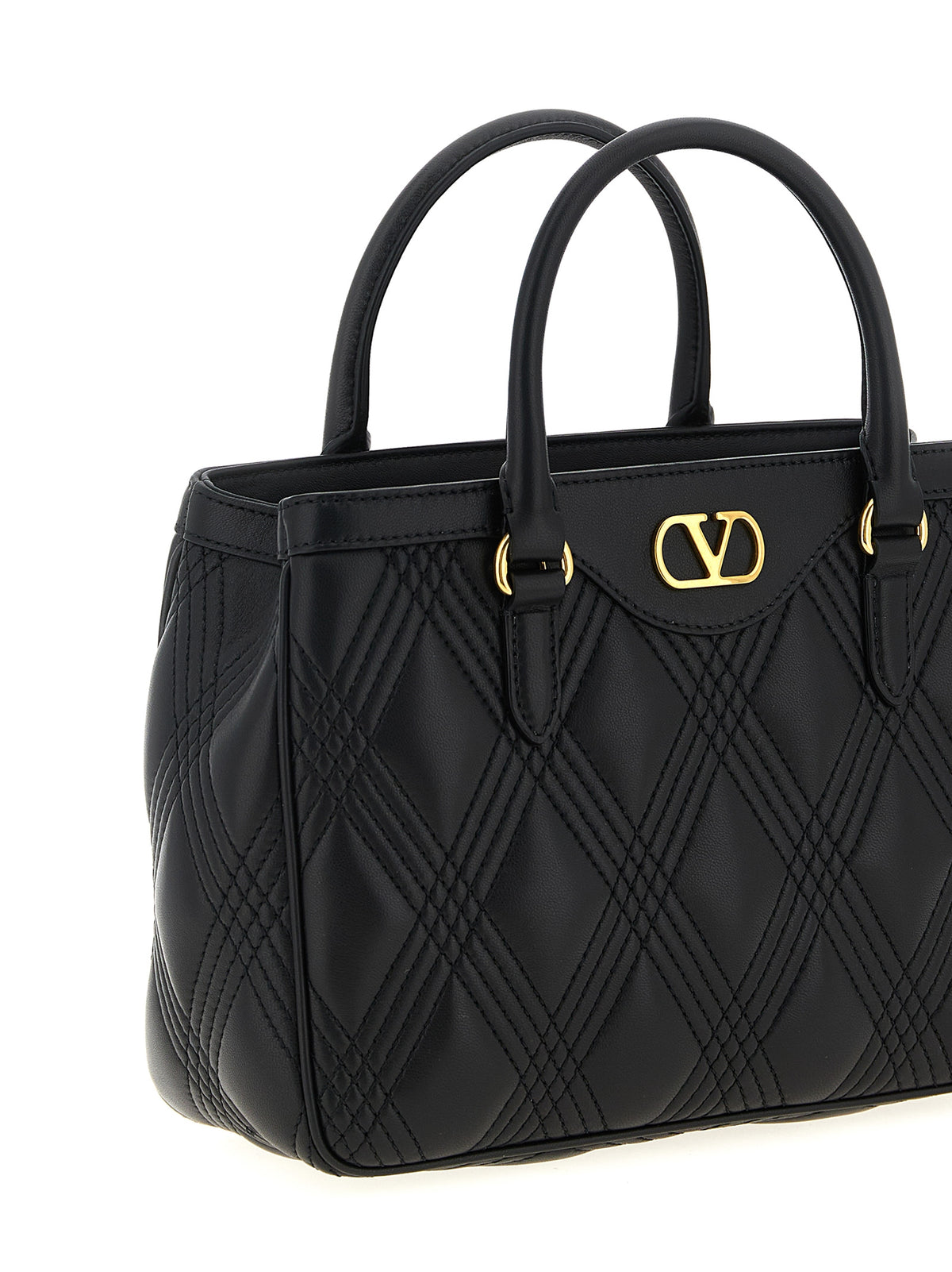 Valentino Garavani Quiltie 67 Black Lamb Leather Handbag