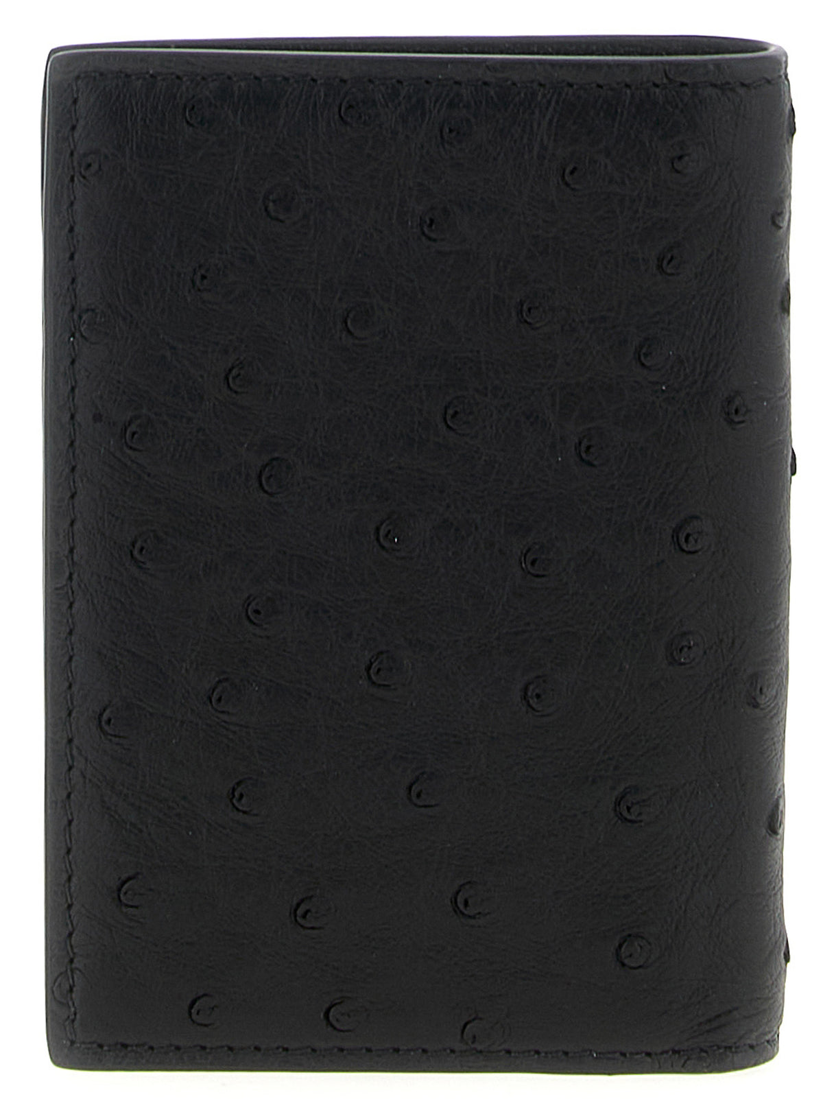 Valentino Garavani Black Ostrich Skin Cardholder