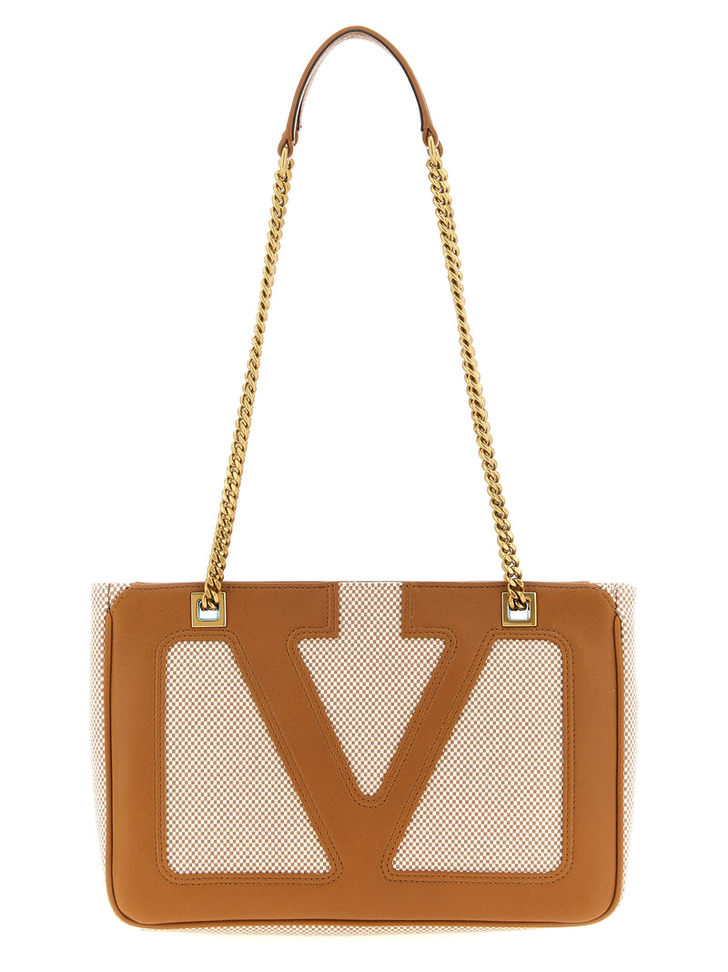 Valentino Garavani Viva Superstar Brown Cotton Shoulder Bag