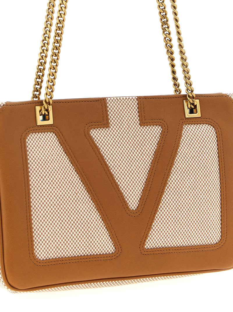 Valentino Garavani Viva Superstar Brown Cotton Shoulder Bag