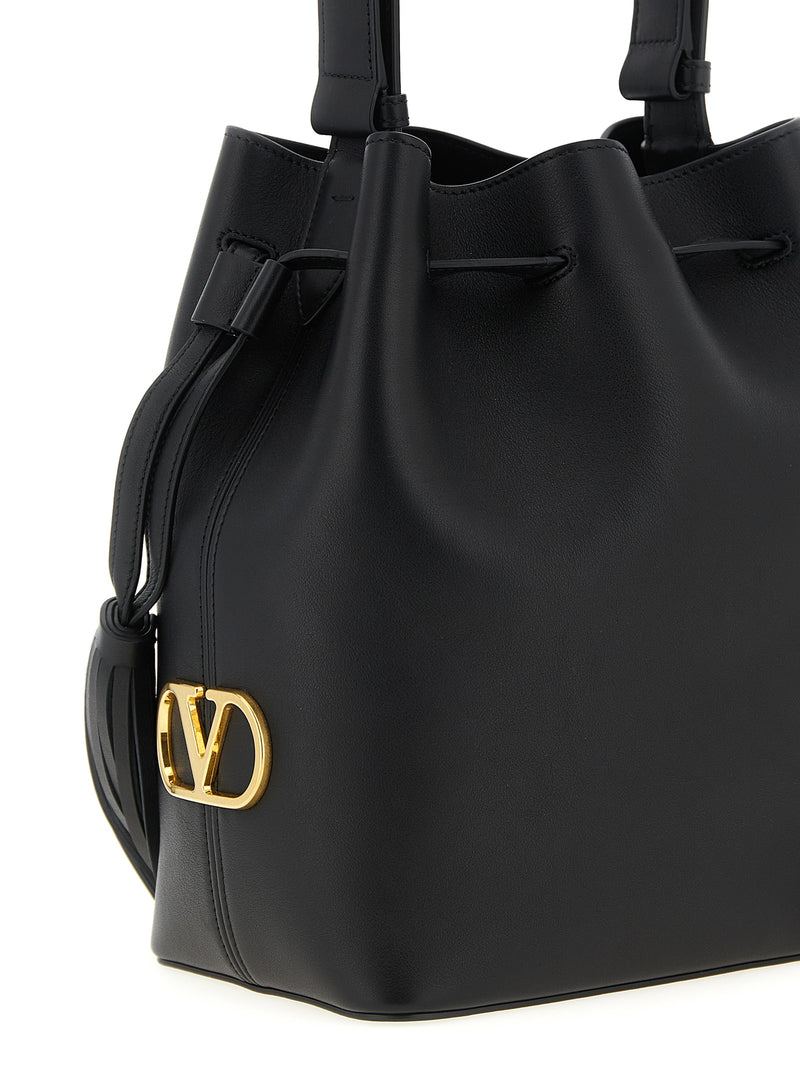 Valentino Garavani Black Calfskin Shoulder Bag - Luxury Fashion