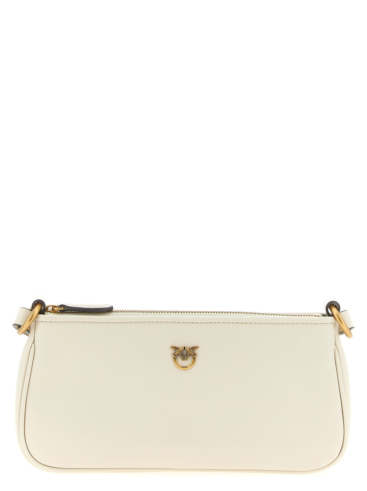 PINKO White Goatskin Half Moon Mini Crossbody Bag