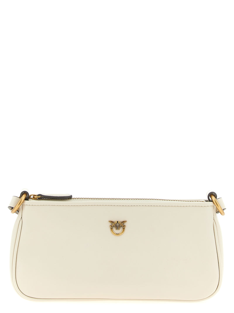 PINKO White Goatskin Half Moon Mini Crossbody Bag