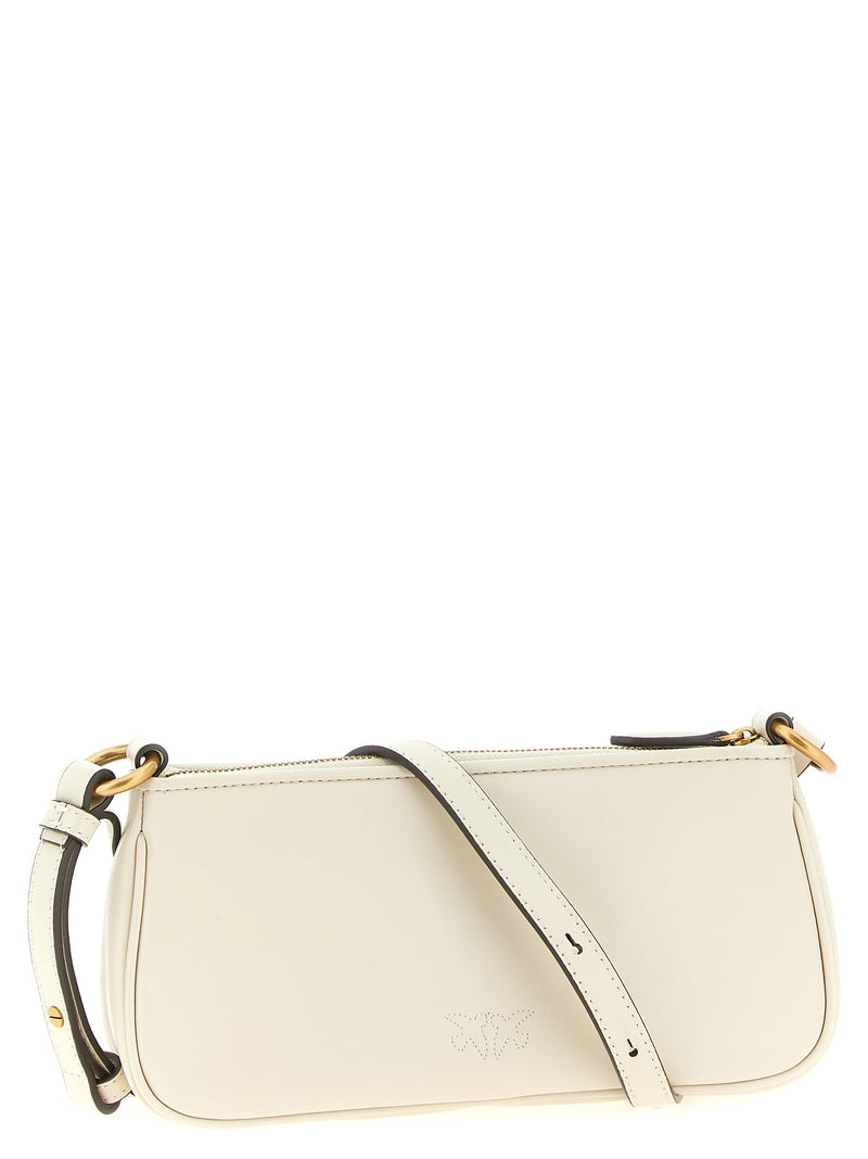 PINKO White Goatskin Half Moon Mini Crossbody Bag