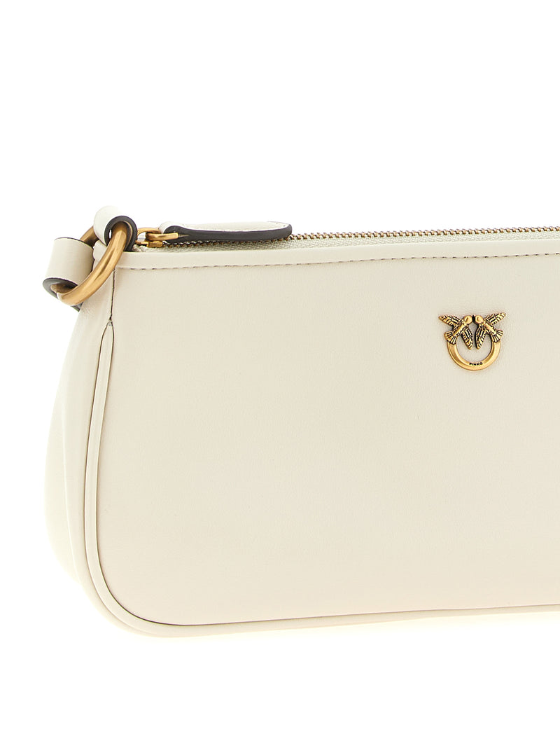 PINKO White Goatskin Half Moon Mini Crossbody Bag