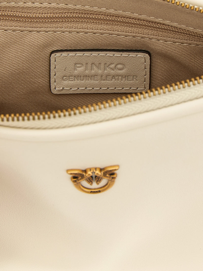 PINKO White Goatskin Half Moon Mini Crossbody Bag