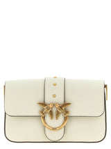 PINKO Love One Mini White Goatskin Crossbody Bag