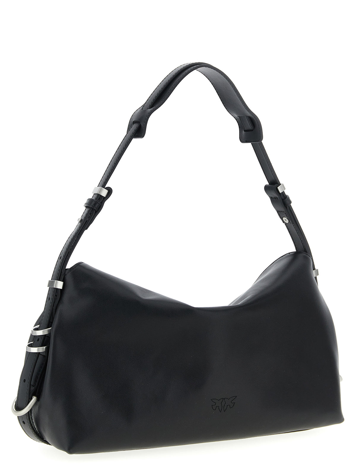 PINKO Saddle Baguette Black Goatskin Shoulder Bag