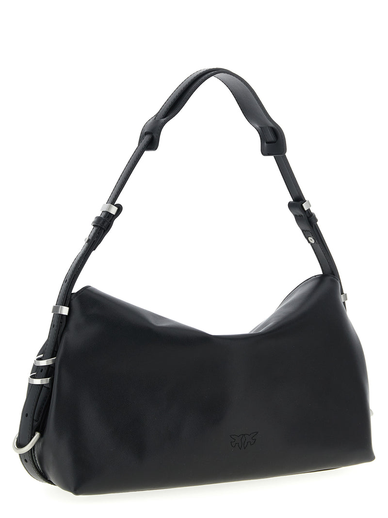 PINKO Saddle Baguette Black Goatskin Shoulder Bag