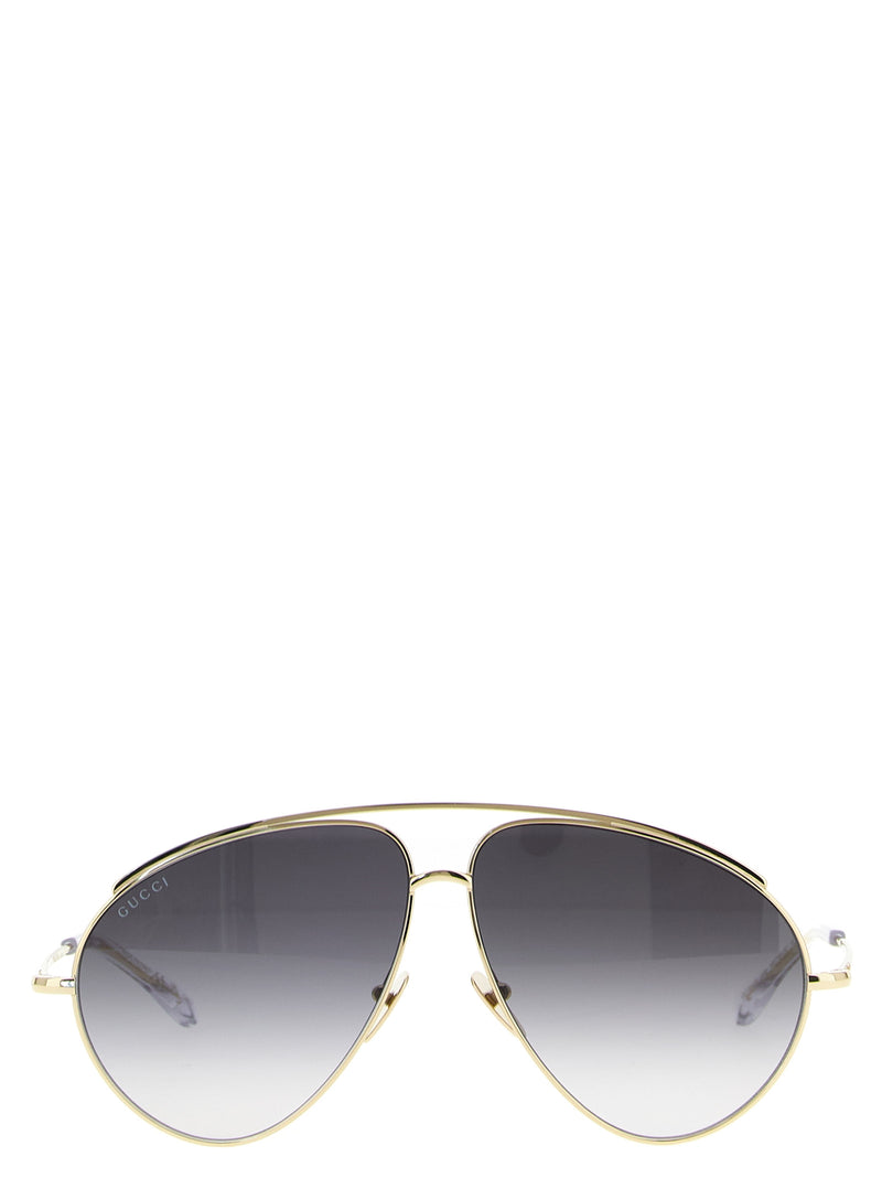 Gucci Gold Metal Aviator Sunglasses