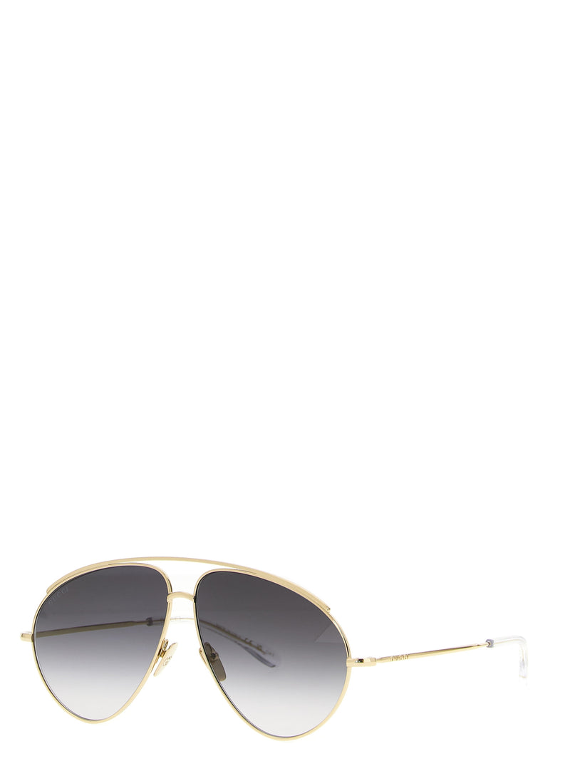 Gucci Gold Metal Aviator Sunglasses