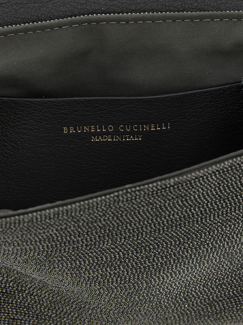 Brunello Cucinelli Black Leather Clutch Bag