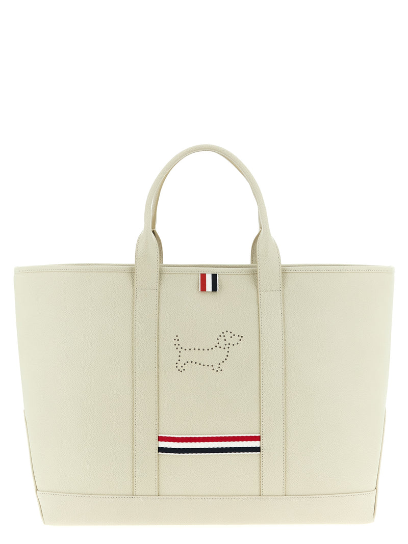 Thom Browne White Calfskin Tote Bag