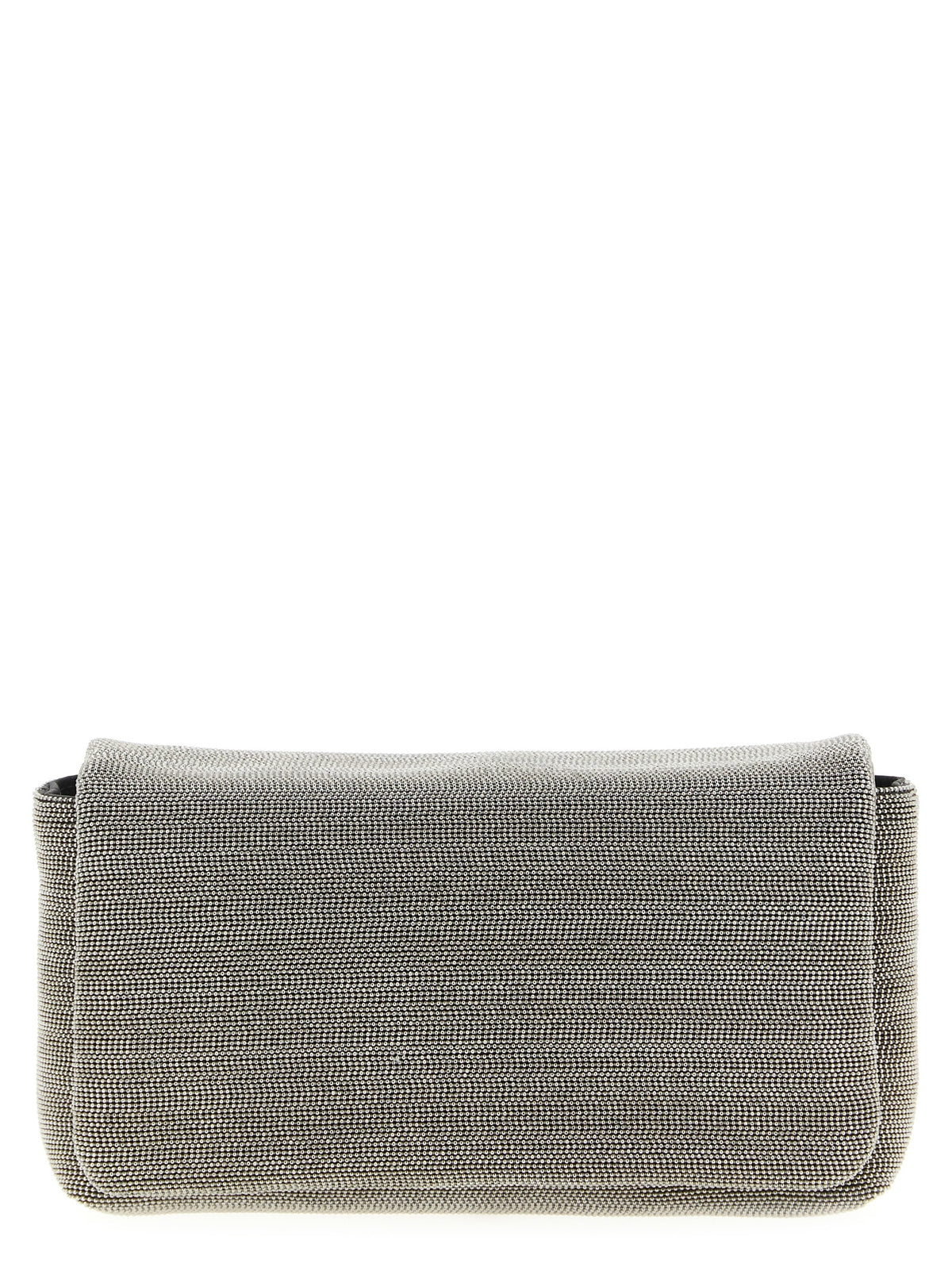 Brunello Cucinelli Monile Silver Leather Clutch Bag