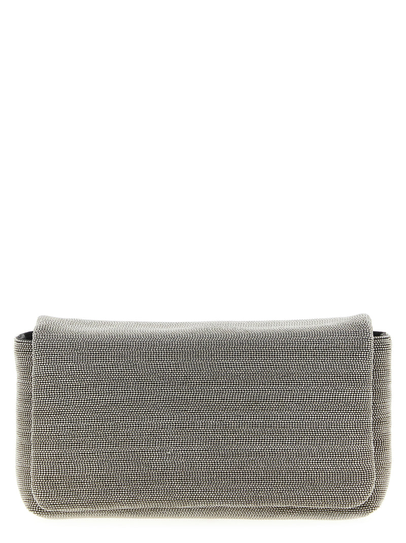Brunello Cucinelli Monile Silver Leather Clutch Bag